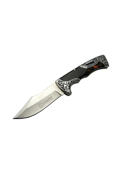 A3157b Kahverengi Av / Kamp Çakı 23 Cm - Sedef İşlemeli Saplı, Renkli