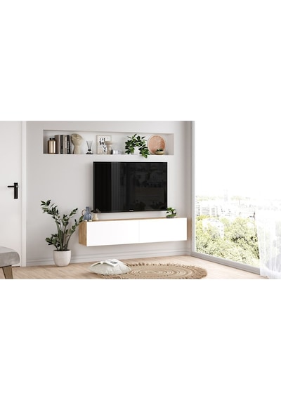 Aven Tv Ünitesi Tv Sehpası Kapaklı 140cm Çam-beyaz Ave10-aw Beyaz