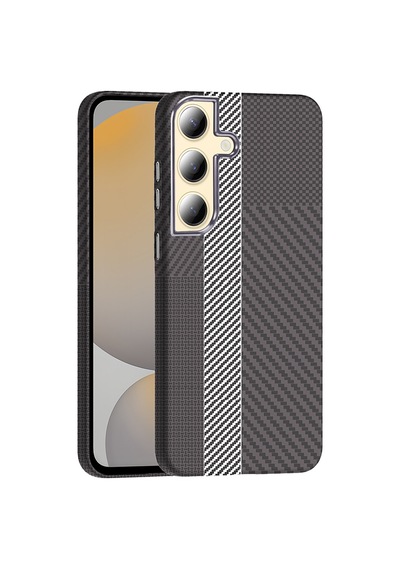 Zore Galaxy S24 Kılıf M-safe Şarj Özellikli Karbon Fiber Görünümlü Ogaa Gros Kapak - Desert Titanyum
