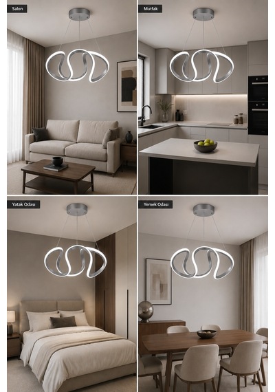 Lumina Led Sarkıt Avize Beyaz Işık Gri