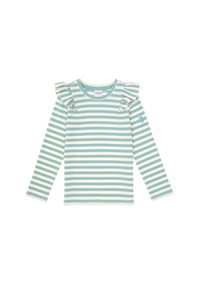 U.S. Polo Assn. Kız Çocuk Mint Çizgili Bisiklet Yaka Sweatshirt 50317983-VR090
