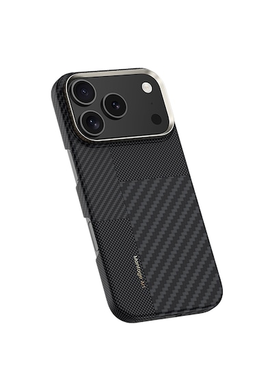 Apple Uyumlu iPhone 17 Pro Max Kılıf M-safe Şarjlı Karbon Fiber Benks Montage Armorair Kevlar Kapak Siyah