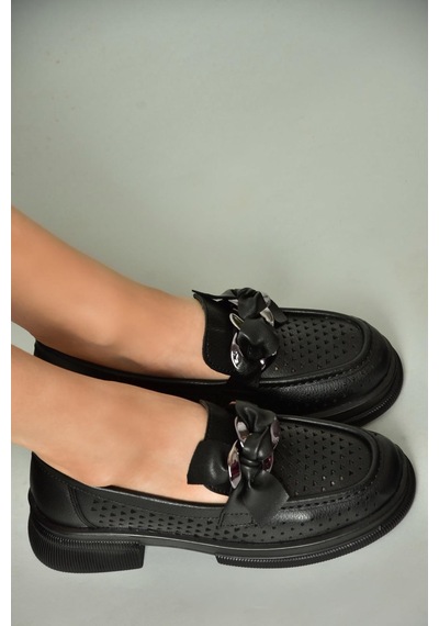 Fox Shoes U704137509 Siyah Loafer Makosen Kadın Ayakkabı Siyah