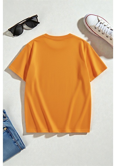 Uyguntarz Unisex The Power Of Baskılı Tasarım Tişört - 2'li Eşofman Takımı Turuncu