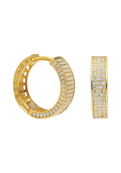 Taşlı Halka Küpe 717101 Gold Gümüş