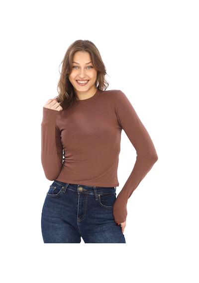 Likralı Pamuk Tişört-slim Fit -açık Kahve Açık Kahve