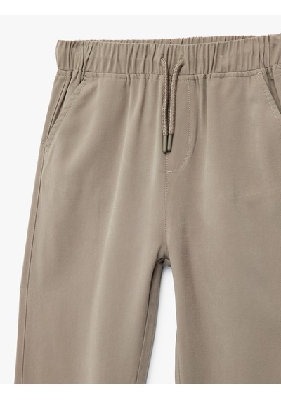 Koton Beli Bağcıklı Viskon Karışımlı Jogger Pantolon Vizon 6skb40120tw Vizon