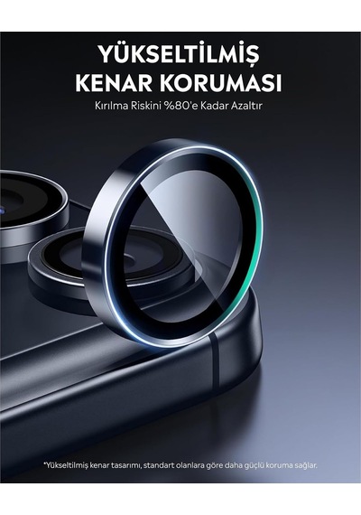 İphone 17 Pro / 17 Pro Max İle Uyumlu Safir Lens Koruyucu Ultra Dayanıklı Kolay Kurulum Aparatlı Parmak İzi Bırakmayan Yansıma Önleyici Kamera Lensi Koruma Koyu Mavi