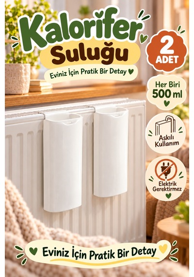 Beyaz Kalorifer Suluğu 2'li Set Her Biri 500 Ml Askılı Petek Su Haznesi Evde İçin Radyatör Aksesuarı