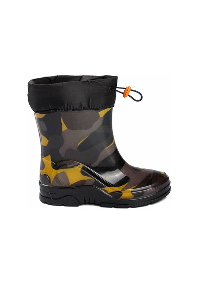 Arısan Su Geçirmez Kaydırmaz Taban Unisex Kürklü Çocuk Yağmur Çizmesi Kar Botu - Kamufulaj Sarı - 31-32 Sarı