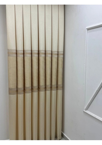 Nivemeshome Umut Fj614365 V 120 Krem 1/3 Sık Pile Fon Perde Lacivert