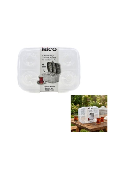 Urve Ur-3370 6'lı Çay Bardak Taşıma Aparatı Şeffaf Plastik- 24'li Paket