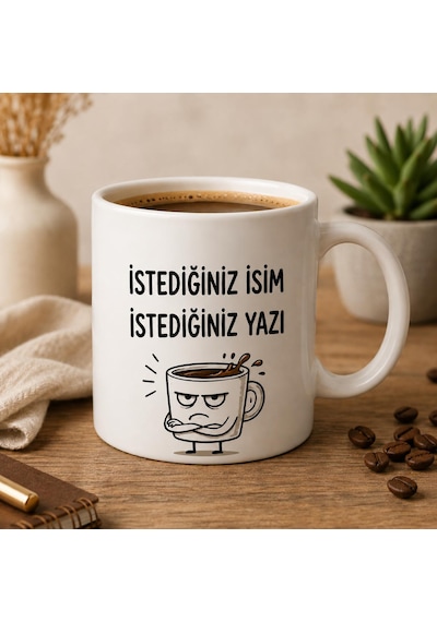Burç Temalı Kahve Kupası Burçlara Ve Kişiye Özel Tasarım Bej - Beyaz