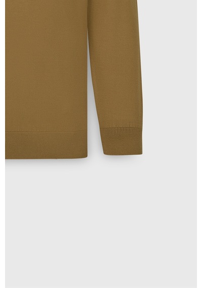 AC&Co / Altınyıldız Classics Erkek Safran Standart Fit Normal Kesim Bisiklet Yaka Triko Kazak Safran