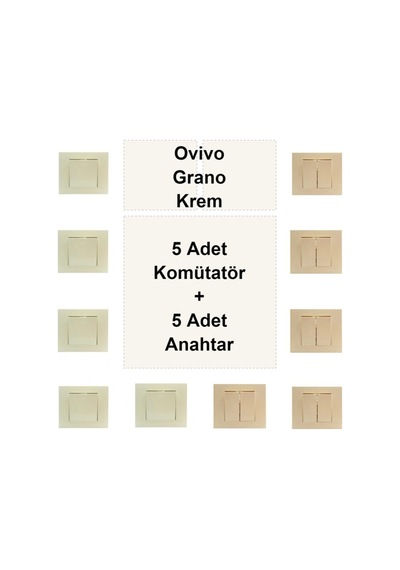 Ovivo Grano Krem 5 Adet Komütatör + 5 Adet Anahtar