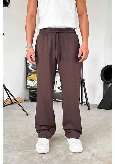 Kahverengi Dokulu Soft Jogger Pantolon Kahverengi