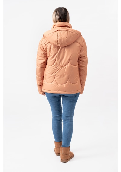 Acw Fashion Bulut Desenli Oversize Çıkarılabilir Kapüşonlu Modern Kadın Mont Lacivert