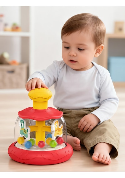 Bas-çevir Atlı Karınca Oyuncağı Renkli Toplu Eğitici Bebek Oyuncağı - Kırmızı