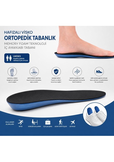 Tr Hafızalı Visko Ortopedik Tabanlık, Memory Foam Teknoloji, İç Ayakkabı Tabanı, Topuk Dikeni, Rahat, Koşu Taban