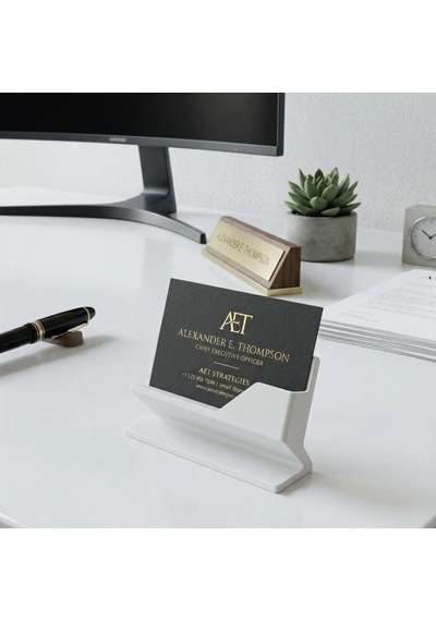 3d Baskı Kartvizit Standı Masaüstü Ofis Organizer Kartlık Kart Tutucu Aparat Açılı Beyaz