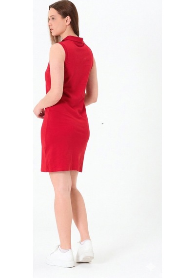 Sortie Collection Polo Yaka Kolsuz Spor Mini Elbise Kırmızı