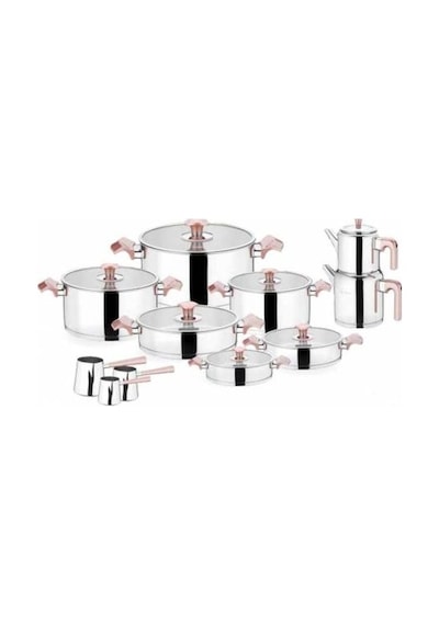 Aryıldız 20 Parça King Cam İdeal Set Rosegold Gümüş