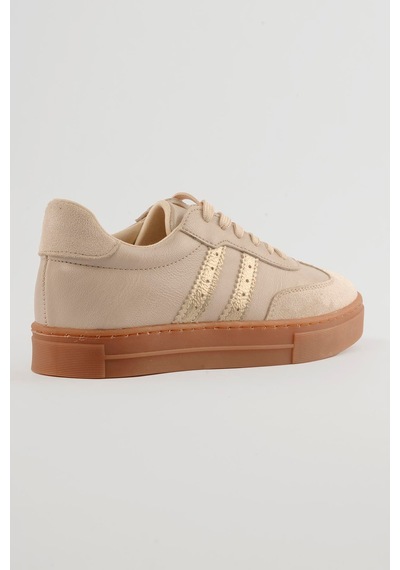 Mubiano Kadın Sneaker Bağcıklı Spor Ayakkabı Leron Bej Bej