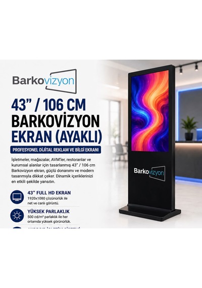 43" 106 Cm Barkovizyon Ayaklı Ekran Androıd Wıfı Endustriel