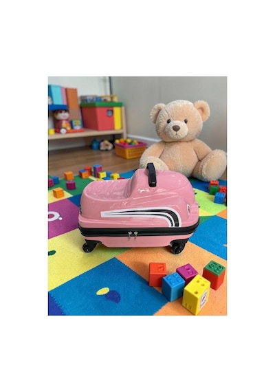Aresshop Araba Valiz Çocuk Çanta Cocuk Araba Valız Pembe