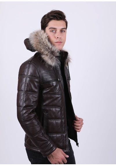 New Zaya Leather Erkek Şişme Deri Mont Siyah