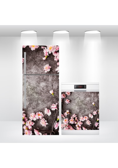 Buzdolabı Ve Bulaşık Makinesi Kapak Sticker Folyo Kaplama Çiçek (366633970)