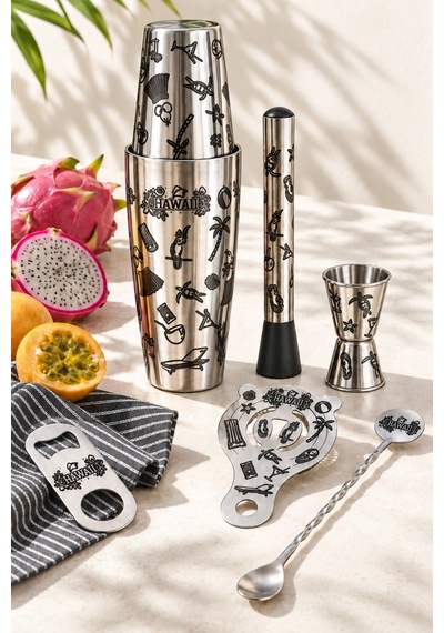 Boston Shaker Özel Seri Hawaii İşlemeli Kokteyl Seti 800 Ml