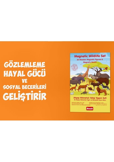 Calimera Toys Ahşap Mıknatıslı Seyahat Kitabı Vahşi Hayvanlar Oyunu