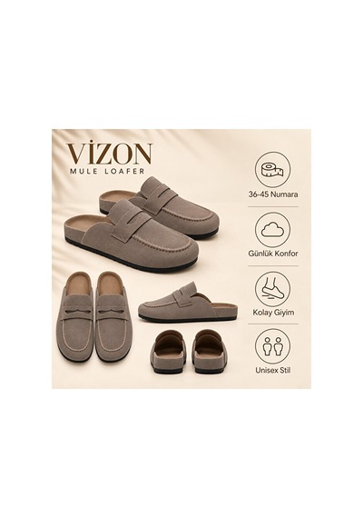 Dad Wolf Dadwolf Naples Wrapped 1029675 Loafer Terlik Mantar Taban Hafif Kaymaz Rahat Arkası Açık Günlük Mako Bej