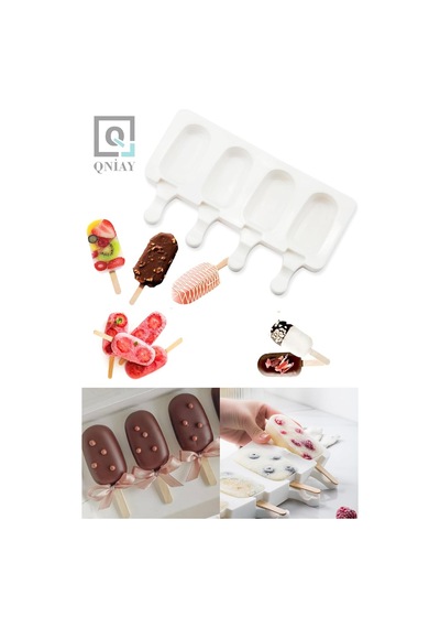 Qniay Silikon Dondurma Magnum Kalıbı Ve 50 Adet Dondurma Çubuğu Pratik Dondurma Silikon Kalıbı Diğer