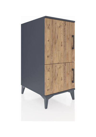 Kronos Komodin 3 Raflı 2 Kapaklı 44x59x96 Antrasit-çam Antrasit