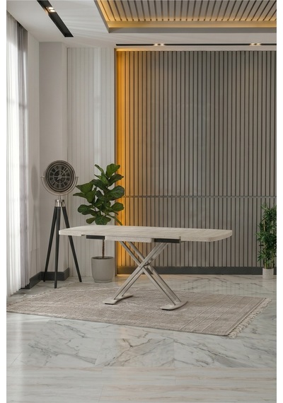 Venoxa Premium 80x120 / 80x180 Ölçülü Mdf Masa Tek Masadır Traverten Traverten