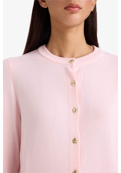 Defacto Regular Fit Bisiklet Yaka Triko Hırka G8679ax26sppn344 Pembe-pn344