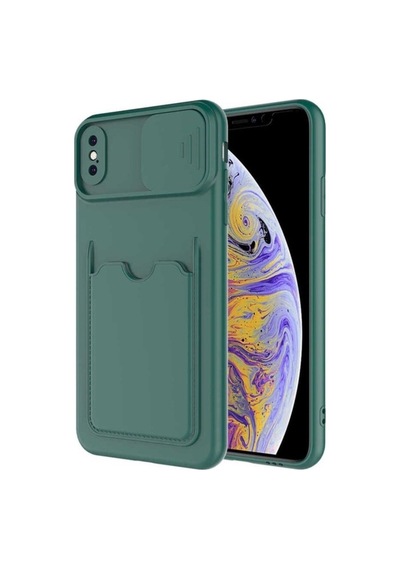 Apple Uyumlu iPhone Xs Max 6.5 Kılıf Zore Kartix Kapak Koyu Yeşil