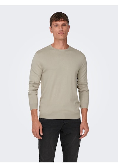 Only & Sons Erkek Bisiklet Yaka Regular Fit Kazak - 22020088 Bej