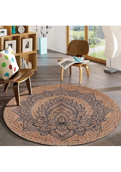 Jüt Yuvarlak Hasır Halı Yolluk Salon Oda Mutfak Halısı Ks-1058