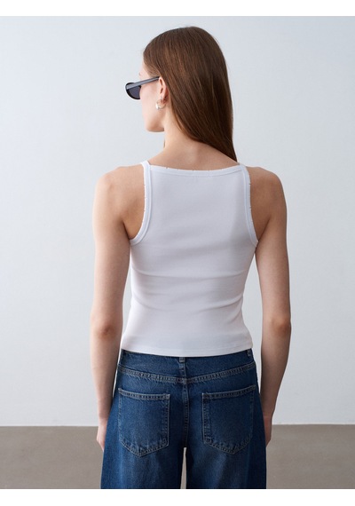 Dilvin 32892 Halter Yaka Top-beyaz