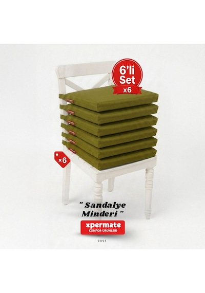 Xpermate 6'lı Sandalye Minderi Su İtici Kumaş 40 x 40 CM Turkuaz