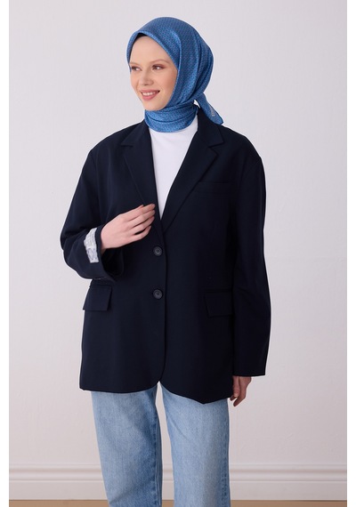 Belli Klasik Desen İpek Twill Eşarp - 2026 İlkbahar-yaz T 4317 Mavi