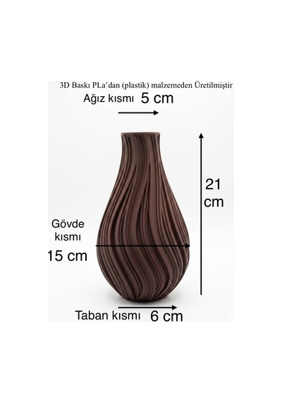 Modern Spiral Tasarım 3d Baskı Dekoratif Vazo 21 Cm Kahverengi