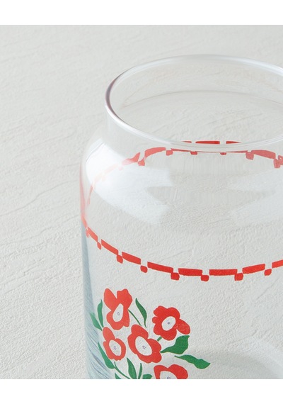 English Home Bright Parade Cam Kavanoz 880 Ml Kırmızı - Beyaz Kırmızı - Beyaz