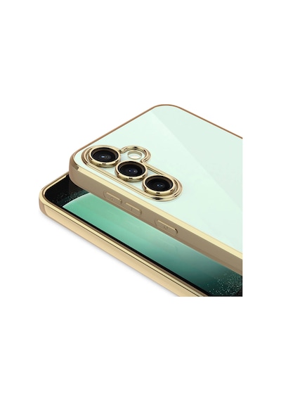 Galaxy A35 Kılıf Kamera Korumalı Logo Gösteren Zore Omega Kapak Gümüş