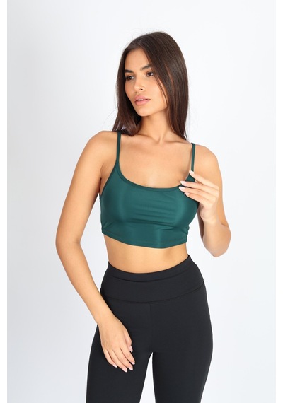 Soft&Basic Crop Fit Yeşil Askılı Spor Bra Yeşil