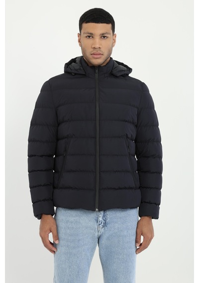 Dufy Erkek Slim Fit Kapüşonlu Lacivert Mont-18158