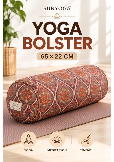 Yoga Bolster 65x22 Cm Silindir Meditasyon Minderi Kırpıntı Sünger Dolgulu Turuncu